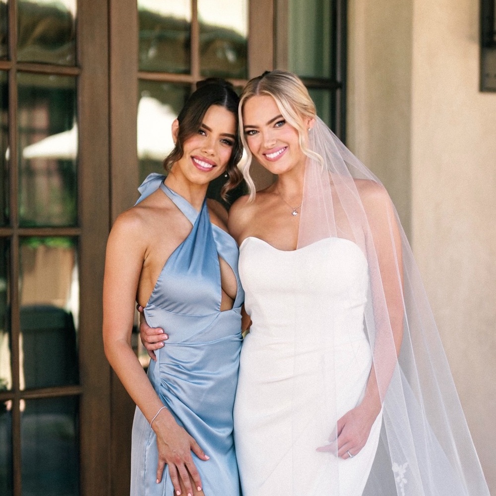 Show Me Your MuMu Blue Satin Halter Dress